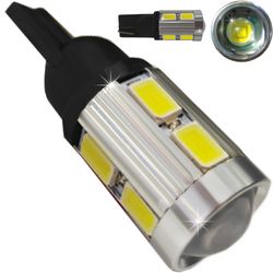 Лампочки светодиодные T10 wedge-C2 белые без цоколя 10 LED SMD 5730 V2 черный цоколь 6300К 12В (1шт)