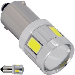 Лампочки светодиодные T10 BA9S-CB зеленые с цоколем 6 LED SMD 5730 V2 LENS ECO e1 12В