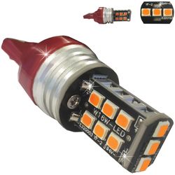 Лампочки светодиодные T20 7440 красные без цоколя 1 конт 15 LED 2835 SMD ECO IC, CAN 6300K 12В 1e