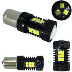Лампочки светодиодные T25 BA15S 21 LED 3030 бел. с/ц 1к 21W LENS FLASH 2R CAN 1350 lm 0,6A 12-30В V3
