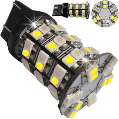 Лампочки светодиодные T20-C2 7443 белые/желтые без цоколя 2 конт. 60 LED SMD 3528 2 цвета 12В 1шт